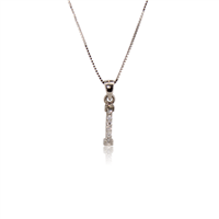Collana con pendente in oro bianco 18kt e diamanti naturali 0.02 ct G/VS – Design lineare minimale | Idee Preziose dal 1987 - IP.CK18B/19D